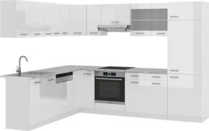 Vicco Winkelküche R-Line, Weiß Hochglanz/Weiß/Weiß, 227