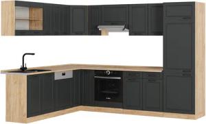Vicco Winkelküche R-Line, Anthrazit Landhaus/Goldkraft Eiche,