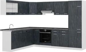 Vicco Winkelküche R-Line, Schwarz Beton/Weiß, 227