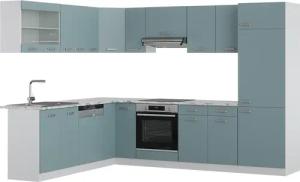 Vicco Winkelküche R-Line, Blau-Grau/Weiß, 227 x