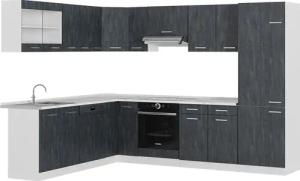 Vicco Winkelküche R-Line, Schwarz Beton/Weiß, 227