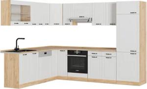 Vicco Winkelküche R-Line, Weiß Landhaus/Goldkraft Eiche,