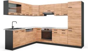 Vicco Winkelküche R-Line, Goldkraft Eiche/Anthrazit, 227