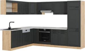 Vicco Winkelküche R-Line, Anthrazit Landhaus/Goldkraft Eiche,