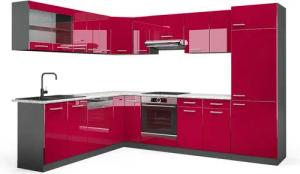 Vicco Winkelküche R-Line, Bordeaux Hochglanz/Anthrazit, 227