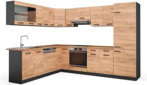 Vicco Winkelküche R-Line, Goldkraft Eiche/Anthrazit, 227