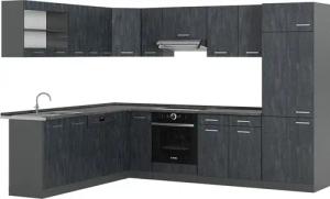 Vicco Winkelküche R-Line, Schwarz Beton/Anthrazit, 227