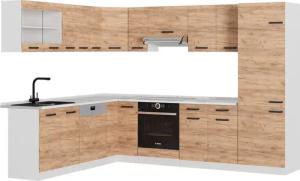 Vicco Winkelküche R-Line, Goldkraft Eiche/Weiß/Weiß, 227
