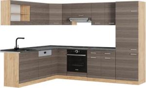 Vicco Winkelküche R-Line, Edelgrau/Goldkraft Eiche, 227