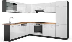 Vicco Winkelküche R-Line, Weiß Hochglanz/Anthrazit, 227