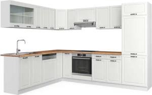 Vicco Winkelküche R-Line, Weiß Landhaus/Weiß, 227