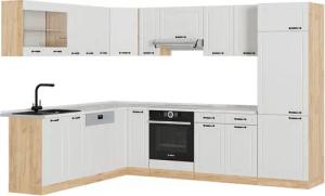 Vicco Winkelküche R-Line, Weiß Landhaus/Goldkraft Eiche,