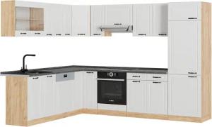 Vicco Winkelküche R-Line, Weiß Landhaus/Goldkraft Eiche,