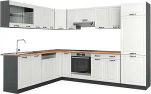 Vicco Winkelküche R-Line, Weiß Landhaus/Anthrazit, 227
