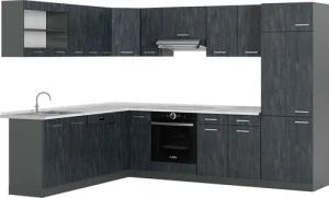 Vicco Winkelküche R-Line, Schwarz Beton/Anthrazit, 227