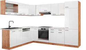 Vicco Winkelküche R-Line, Weiß Hochglanz/Goldkraft Eiche,