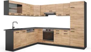 Vicco Winkelküche R-Line, Goldkraft Eiche/Anthrazit, 227