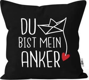 MoonWorks Dekokissen Kissen-Bezug Spruch Liebe du