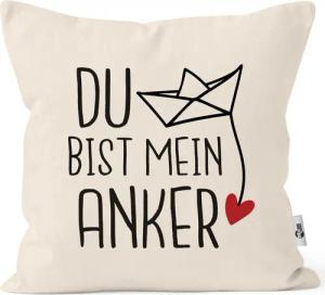 MoonWorks Dekokissen Kissen-Bezug Spruch Liebe du