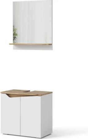 Vicco Badmöbel-Set Marelle, Weiß/Artisan-Eiche, 2 Teile,