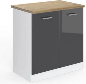 Vicco Spülenunterschrank R-Line, Anthrazit Hochglanz/Weiß, 80