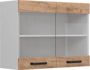 Vicco Glashängeschrank R-Line, Goldkraft Eiche/Weiß, 80