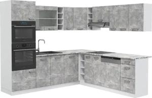 Vicco Winkelküche R-Line, Beton/Weiß, Ohne Arbeitsplatten