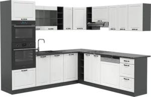 Vicco Winkelküche R-Line, Weiß Landhaus/Anthrazit, Ohne