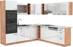 Vicco Winkelküche R-Line, Weiß Hochglanz/Goldkraft Eiche,