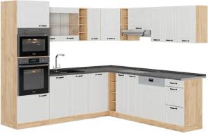 Vicco Winkelküche R-Line, Weiß Landhaus/Goldkraft Eiche,