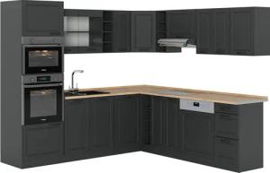 Vicco Winkelküche R-Line, Anthrazit Landhaus/Anthrazit, 237