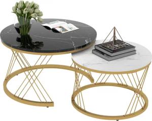 OKWISH Couchtisch (Satz von 2, Goldene