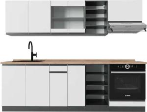 Vicco Küchenzeile R-Line, Weiß/Anthrazit, 240 cm,