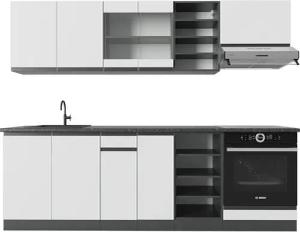 Vicco Küchenzeile R-Line, Weiß/Anthrazit, 240 cm,