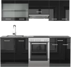 Vicco Küchenzeile R-Line, Schwarz Hochglanz/Anthrazit, 200