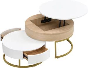 Merax Couchtisch Set mit goldenen Metallrahmen