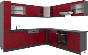 Vicco Winkelküche R-Line, Rot/Anthrazit, 257 x