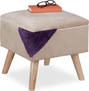 relaxdays Polsterhocker Samthocker mit Stauraum, Creme