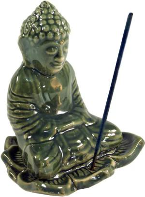 Guru-Shop Räucherstäbchen-Halter Räucherstäbchenhalter Buddha aus Keramik