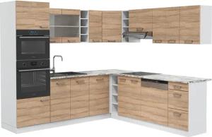 Vicco Winkelküche R-Line, Sonoma/Weiß, Ohne Arbeitsplatten