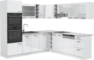 Vicco Winkelküche R-Line, Weiß Hochglanz/Weiß, Ohne