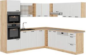 Vicco Winkelküche R-Line, Weiß Landhaus/Goldkraft Eiche,