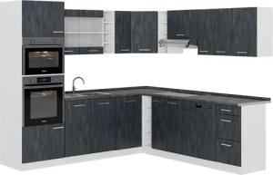 Vicco Winkelküche R-Line, Schwarz Beton/Weiß, 237