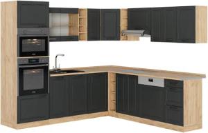Vicco Winkelküche R-Line, Anthrazit Landhaus/Goldkraft Eiche,