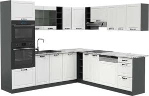 Vicco Winkelküche R-Line, Weiß Landhaus/Anthrazit, 237