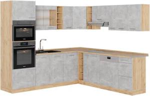 Vicco Winkelküche R-Line, Beton/Goldkraft Eiche, 237