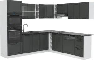 Vicco Winkelküche R-Line, Anthrazit Landhaus/Weiß, Ohne