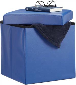 relaxdays Sitzhocker Faltbarer Sitzhocker Kunstleder, Blau