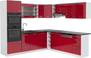 Vicco Winkelküche R-Line, Bordeaux Hochglanz/Weiß, 237