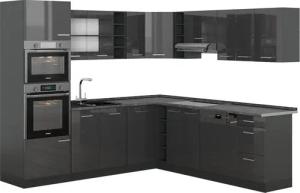 Vicco Winkelküche R-Line, Anthrazit Hochglanz/Anthrazit, 237